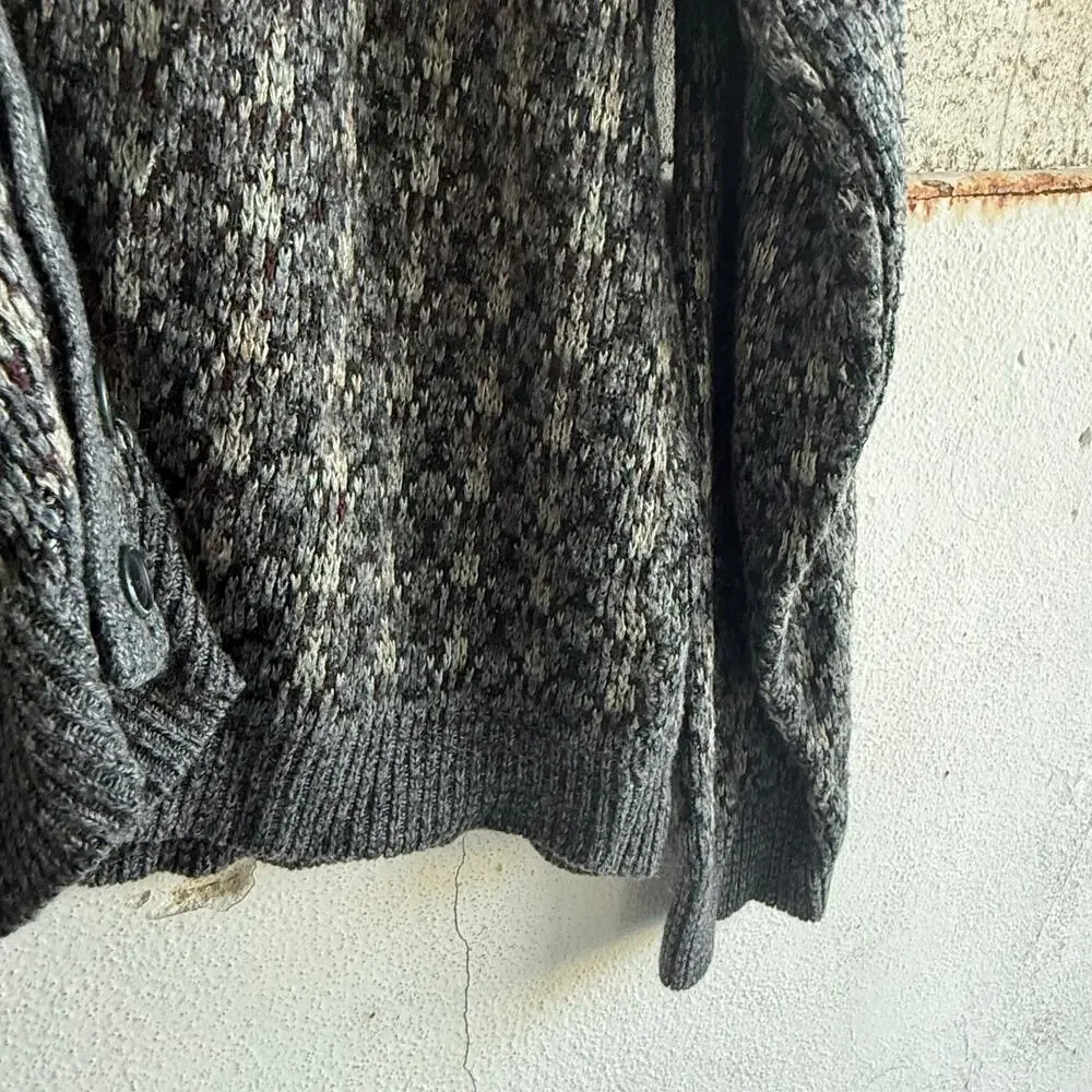 Vtg Grandpa Cardigan Geometric Knit Button Front Grey Neutral Lavane NY Unisex M